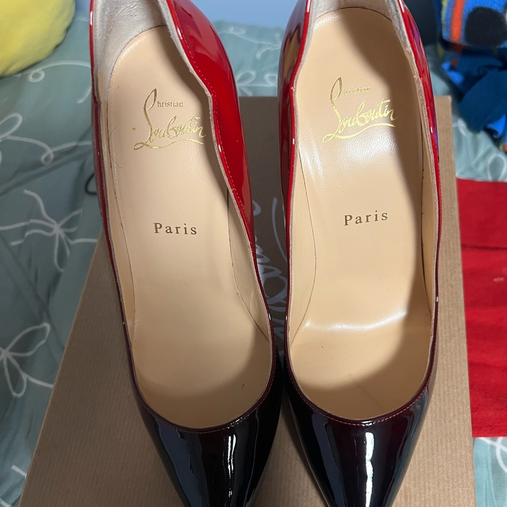 Christian Louboutin Glossy Red and Black Heels